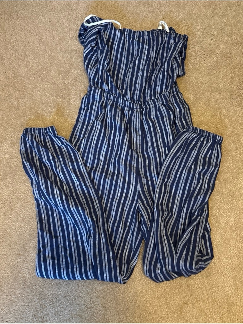 aerie Navy and White Striped Women’s Jumpsuit